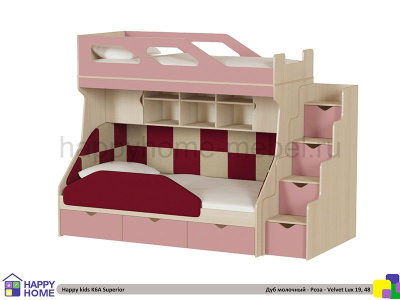 ДВУХЪЯРУСНАЯ КРОВАТЬ HAPPY KIDS K-6А SUPERIOR 190