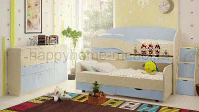 ДВУХЪЯРУСНАЯ КРОВАТЬ BAMBINI 8 + ЛЕСТНИЦА BL + КОМОД BK