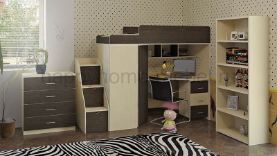 КРОВАТЬ-ЧЕРДАК BAMBINI 4 + ЛЕСТНИЦА BL + КОМОД BK-4 + СТЕЛЛАЖ BST