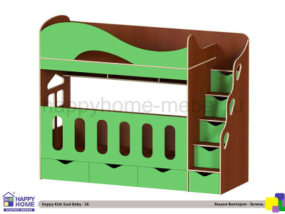 ДЕТСКАЯ ДВУХЪЯРУСНАЯ КРОВАТЬ С БОРТИКАМИ HAPPY KIDS SOUL BABY-26 МДФ 160Х70