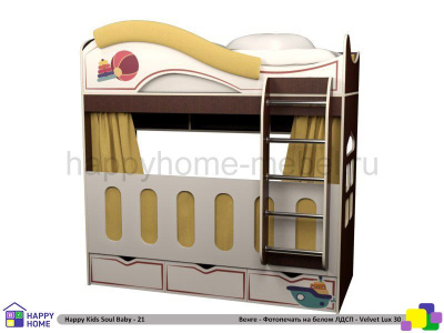 ДВУХЪЯРУСНАЯ КРОВАТЬ HAPPY KIDS SOUL BABY-21 170Х80