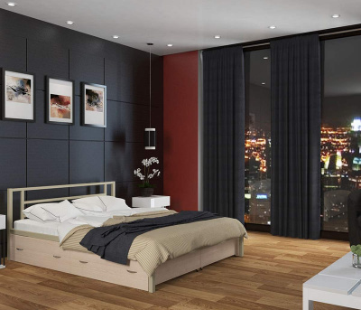 ДВУСПАЛЬНАЯ МЕТАЛЛИЧЕСКАЯ КРОВАТЬ ТИТАН 120х190 С ЯЩИКАМИ