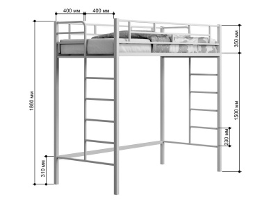 ДЕТСКАЯ МЕТАЛЛИЧЕСКАЯ КРОВАТЬ-ЧЕРДАК АМСТЕРДАМ-2 190Х90
