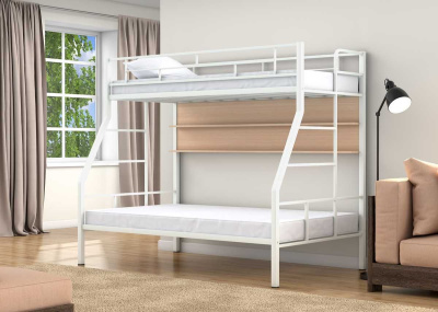 ДВУХЪЯРУСНАЯ МЕТАЛЛИЧЕСКАЯ КРОВАТЬ РАУТА ТВИСТ С ПОЛКАМИ