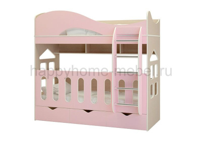 БЕЛАЯ ДВУХЪЯРУСНАЯ КРОВАТЬ HAPPY KIDS SOUL BABY 180Х80