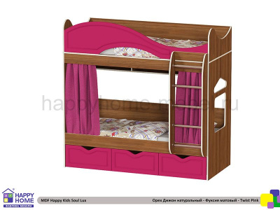ДВУХЪЯРУСНАЯ КРОВАТЬ HAPPY KIDS SOUL LUX МДФ 160Х70 СМ