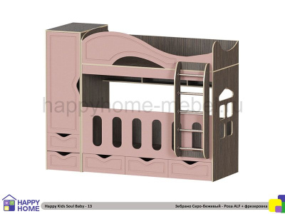 ДВУХЪЯРУСНАЯ КРОВАТЬ HAPPY KIDS SOUL BABY-13 МДФ 160Х70