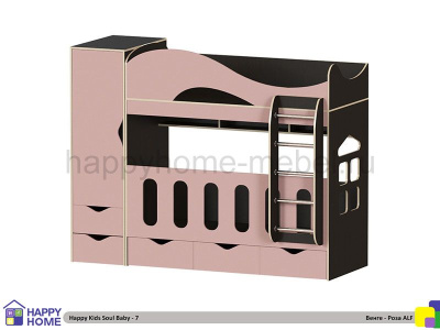 ДВУХЪЯРУСНАЯ КРОВАТЬ HAPPY KIDS SOUL BABY-7 МДФ 160Х70