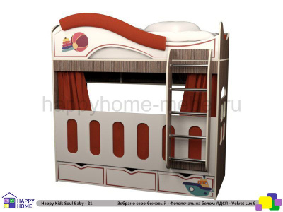 ДВУХЪЯРУСНАЯ КРОВАТЬ HAPPY KIDS SOUL BABY-21 170Х80