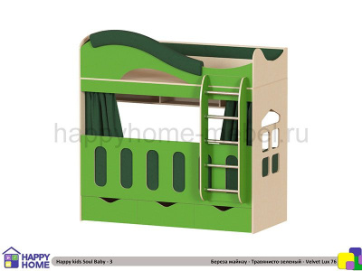 ДВУХЪЯРУСНАЯ КРОВАТЬ HAPPY KIDS SOUL BABY-3 160Х70