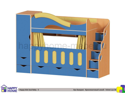 ДВУХЪЯРУСНАЯ КРОВАТЬ HAPPY KIDS SOUL BABY-5 160Х70