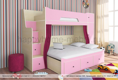 ДВУХЪЯРУСНАЯ КРОВАТЬ С РАЗДВИЖНОЙ КРОВАТЬЮ FELICITA SOFT 6 STANDARD