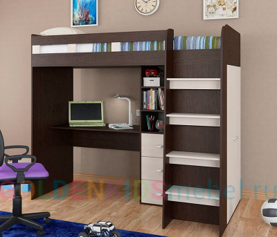 КРОВАТЬ-ЧЕРДАК GOLDEN KIDS 5 (СО ШКАФОМ И РАБОЧИМ МЕСТОМ)
