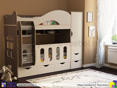 ДВУХЪЯРУСНАЯ КРОВАТЬ HAPPY KIDS SOUL BABY-7 МДФ 180Х80