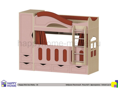 ДВУХЪЯРУСНАЯ КРОВАТЬ HAPPY KIDS SOUL BABY-16 МДФ 180Х80
