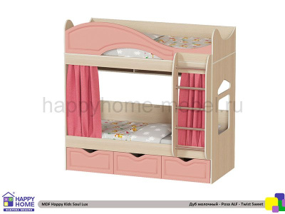ДВУХЪЯРУСНАЯ КРОВАТЬ HAPPY KIDS SOUL LUX МДФ 170Х80 СМ
