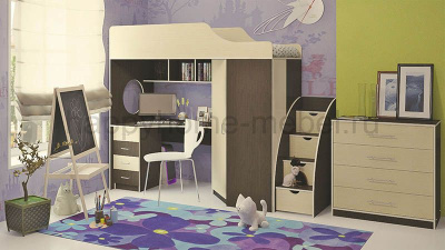 КРОВАТЬ-ЧЕРДАК ОРБИТА 7 + ЛЕСТНИЦА + КОМОД