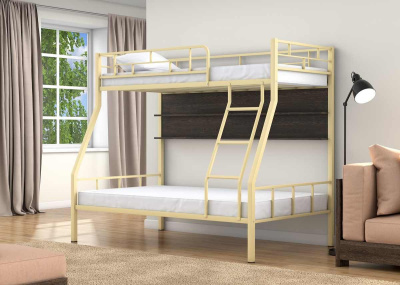 ДВУХЪЯРУСНАЯ МЕТАЛЛИЧЕСКАЯ КРОВАТЬ РАУТА С ПОЛКАМИ