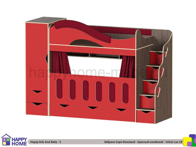 ДВУХЪЯРУСНАЯ КРОВАТЬ HAPPY KIDS SOUL BABY-5 160Х70