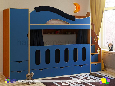 ДВУХЪЯРУСНАЯ КРОВАТЬ HAPPY KIDS SOUL BABY-5 160Х70