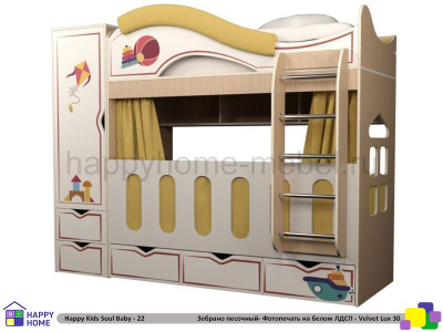 ДВУХЪЯРУСНАЯ КРОВАТЬ HAPPY KIDS SOUL BABY-22 160Х70