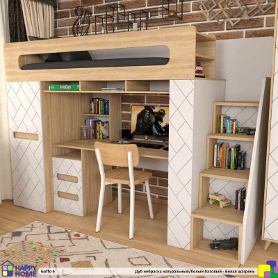 Кровать-чердак с рабочим местом Goffo 6 МДФ180