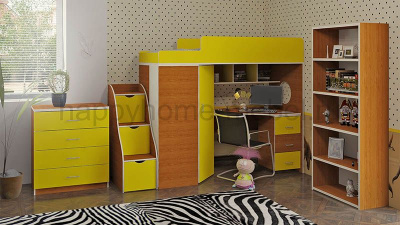 КРОВАТЬ-ЧЕРДАК BAMBINI 4 + ЛЕСТНИЦА BL + КОМОД BK-4 + СТЕЛЛАЖ BST