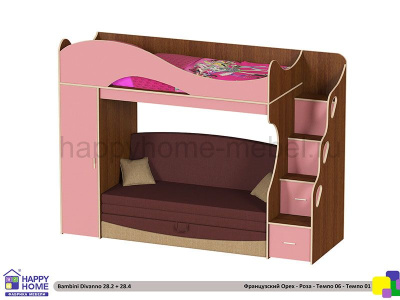 ДЕТСКАЯ ДВУХЪЯРУСНАЯ С ДИВАНОМ ВНИЗУ BAMBINI DIVANNO 28.4