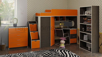КРОВАТЬ-ЧЕРДАК BAMBINI 4 + ЛЕСТНИЦА BL + КОМОД BK-4 + СТЕЛЛАЖ BST