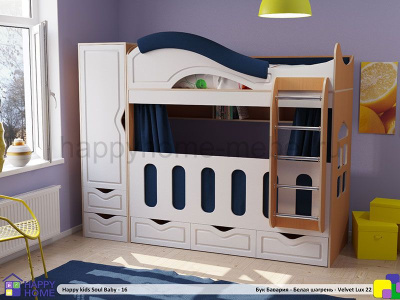 ДВУХЪЯРУСНАЯ КРОВАТЬ HAPPY KIDS SOUL BABY-16 МДФ 180Х80