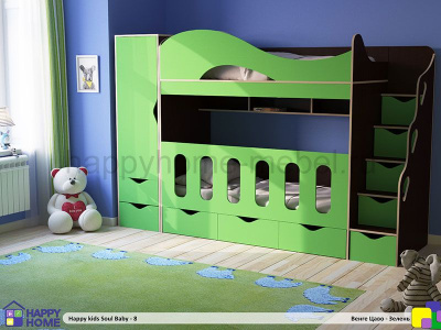 ДВУХЪЯРУСНАЯ КРОВАТЬ HAPPY KIDS SOUL BABY-8 МДФ 180Х80
