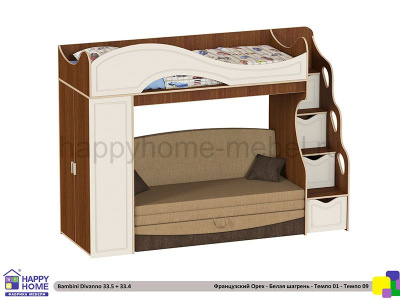 ДВУХЪЯРУСНАЯ КРОВАТЬ СО ВСТРОЕННЫМ ДИВАНОМ BAMBINI DIVANNO 33.4 MDF
