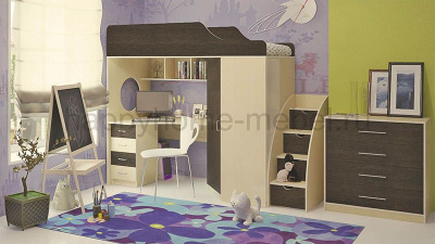 КРОВАТЬ-ЧЕРДАК ОРБИТА 7 + ЛЕСТНИЦА + КОМОД