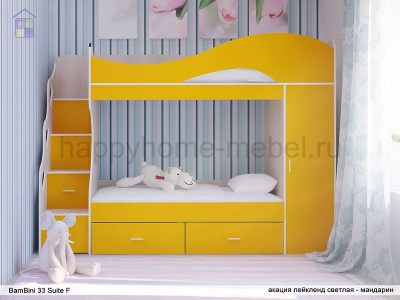 ДВУХЪЯРУСНАЯ КРОВАТЬ BAMBINI 33 SUITE F 200 (ДУБ МОЛОЧНЫЙ/ ВЕНГЕ ЦАВО, L)