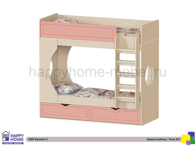 ДВУХЪЯРУСНАЯ КРОВАТЬ BAMBINI 3 МДФ