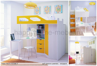 КРОВАТЬ-ЧЕРДАК HAPPY KIDS K-1S SIDE-3