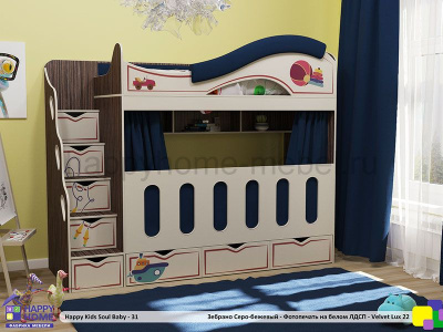 ДВУХЪЯРУСНАЯ КРОВАТЬ HAPPY KIDS SOUL BABY-31 180Х80