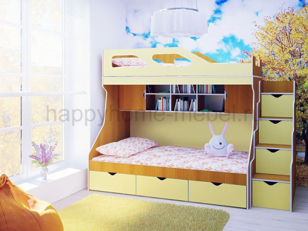 Двухъярусная кровать Happy kids K-6А Side-3 180