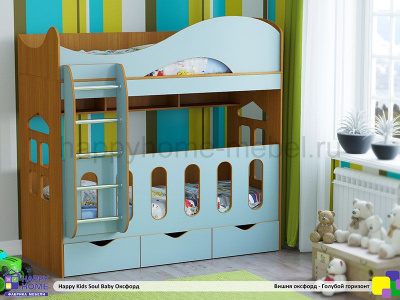 ДВУХЪЯРУСНАЯ КРОВАТЬ HAPPY KIDS SOUL BABY 180Х80 (КОРПУС - ВИШНЯ ОКСФОРД)