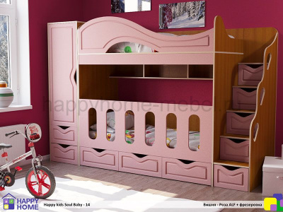 ДВУХЪЯРУСНАЯ КРОВАТЬ HAPPY KIDS SOUL BABY-14 МДФ 170Х80