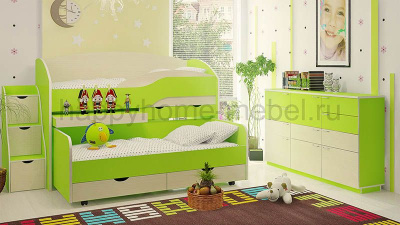 ДВУХЪЯРУСНАЯ КРОВАТЬ BAMBINI 8 + ЛЕСТНИЦА BL + КОМОД BK
