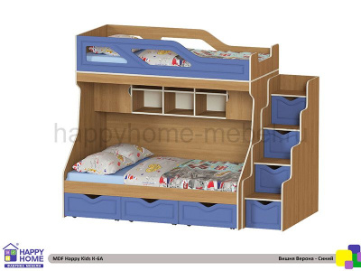 ДВУХЪЯРУСНАЯ КРОВАТЬ HAPPY KIDS K-6А МДФ SIDE-3 190