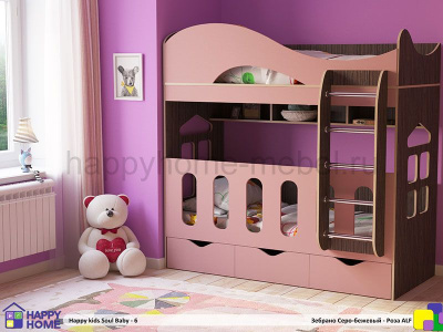 ДВУХЪЯРУСНАЯ КРОВАТЬ HAPPY KIDS SOUL BABY-6 (МДФ) 160Х70