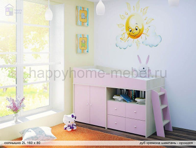 КРОВАТЬ-ЧЕРДАК РАДУГА СОЛНЫШКО 1L