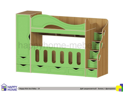 ДВУХЪЯРУСНАЯ КРОВАТЬ HAPPY KIDS SOUL BABY-14 МДФ 160Х70