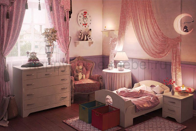 РАЗДВИЖНАЯ КРОВАТКА BAMBINI 02.1 + КОМОД 02.3 + ТУМБА 02.4 + ПОЛКА 02.5 - 2 ШТ. (ОТ 0+)